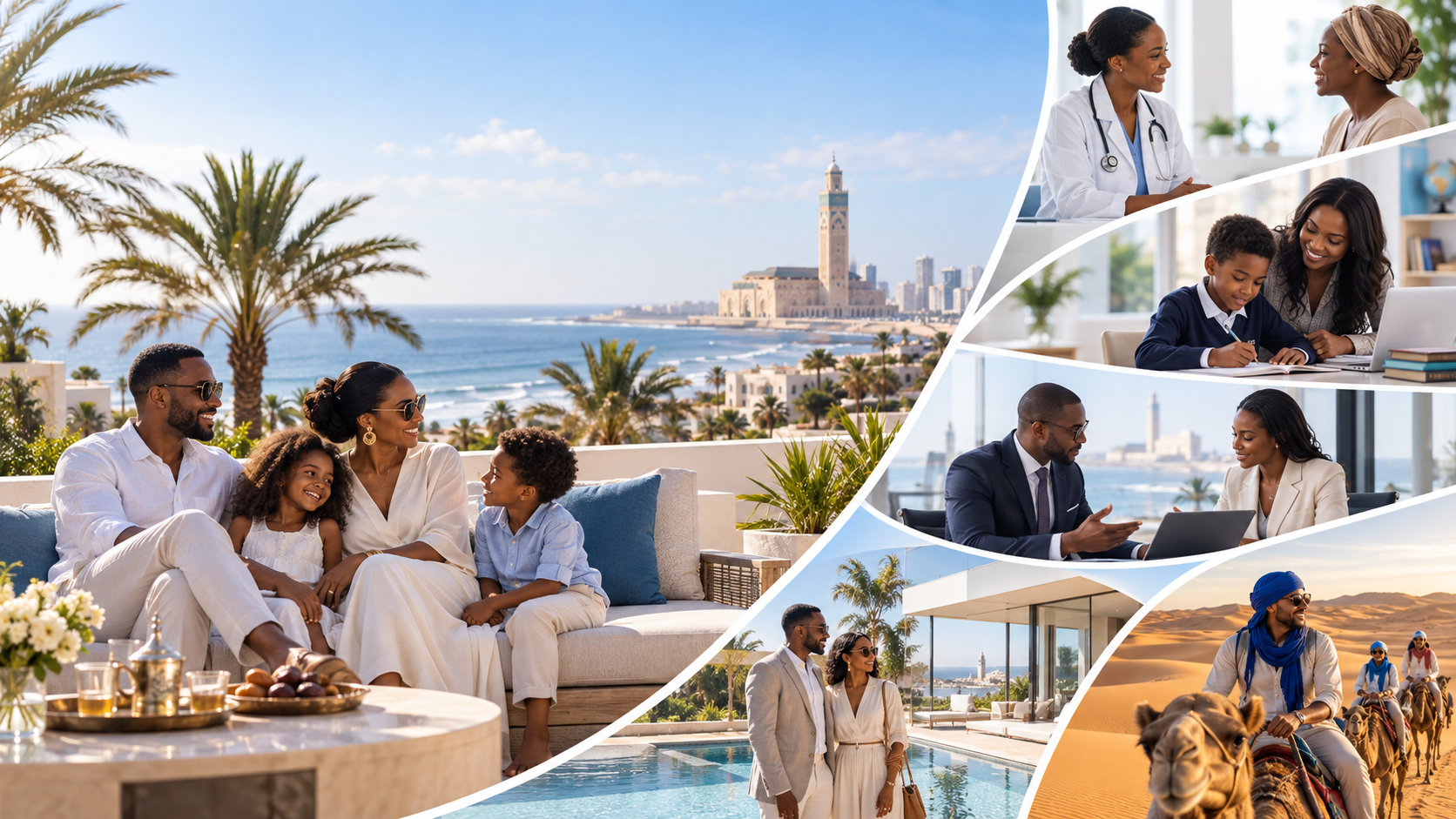 Vue du Maroc avec la mosquée Hassan II à Casablanca – IMOZORA, services premium au Maroc
